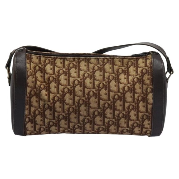 Christian Dior Trotter Canvas Shoulder Bag Beige Brown gold Auth - Picture 3 of 16